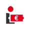 Icon von einer Person mit einem Geldschein