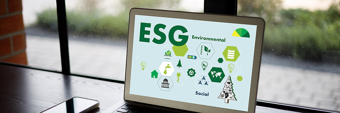 ESG auf einem Laptop Bildschirm
