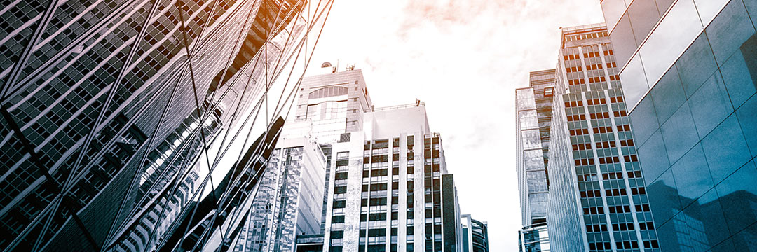 skyscrapers from underneath